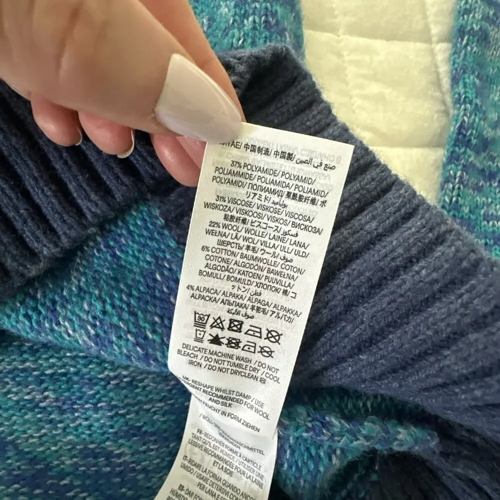 Mini Boden Sweater Kids 13-14Y Blue Turquoise Twist Crewneck Wool Alpaca Blend